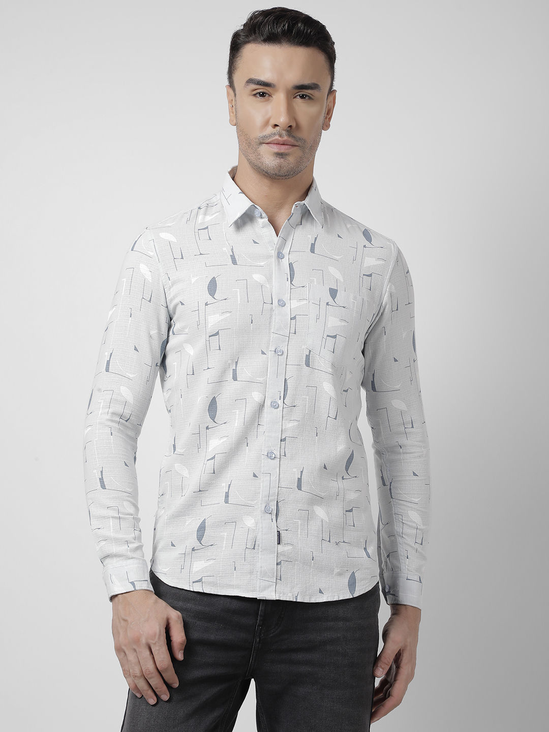 Numero Uno Men Abstract Blue Shirt